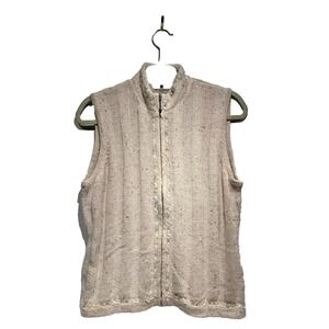 Woolrich Zip Front Sweater‎  Cardigan Vest Tan Heather Sz S Wool Blend Old Money